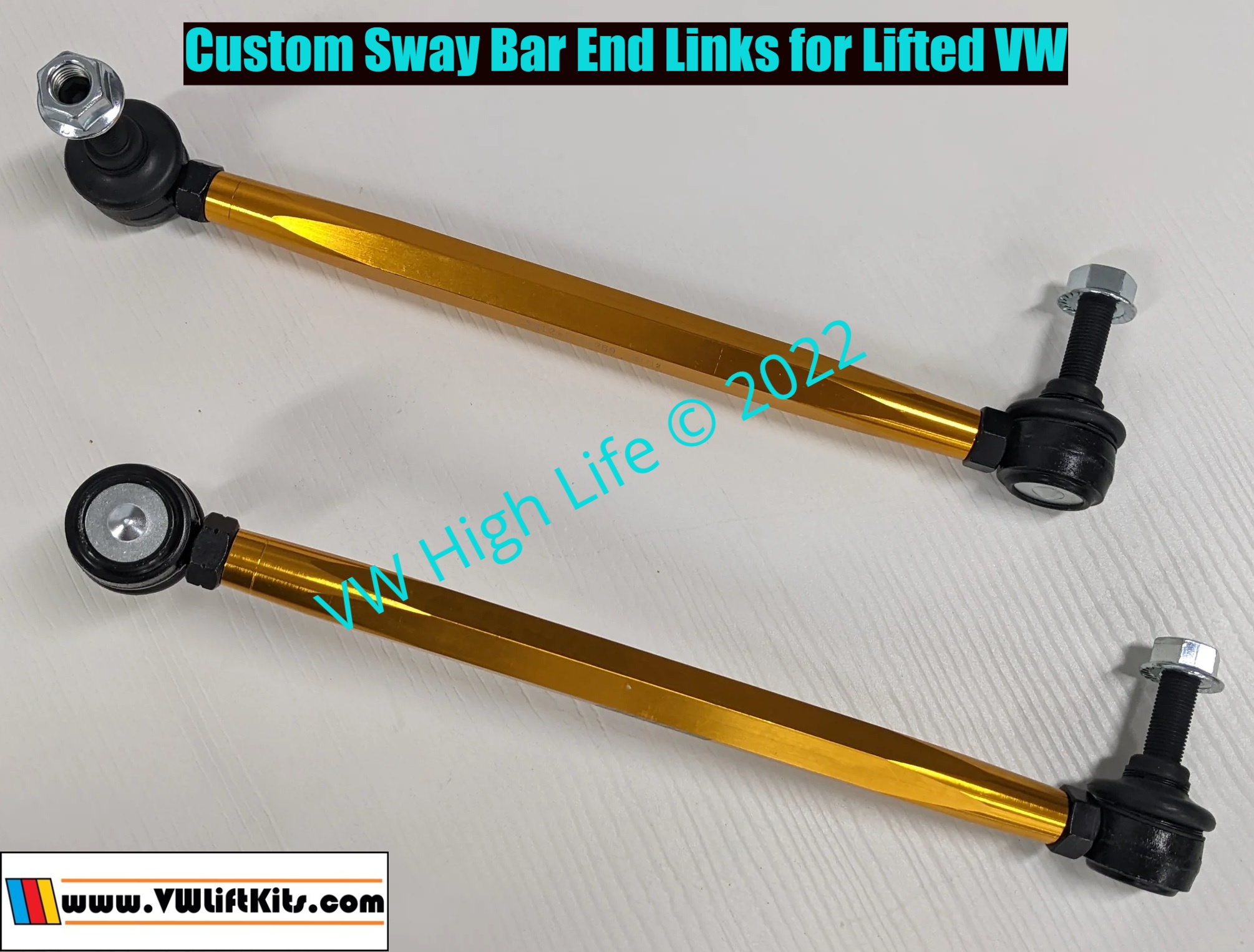Custom Front Extended Sway Bar End Links for VW ATLAS to help with articulation when offroading.